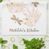 ドラゴンかわいらしフライと葉 キッチンタオル (折り畳み)