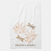 ドラゴンかわいらしフライと葉 キッチンタオル (縦)