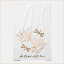 ドラゴンかわいらしフライと葉 キッチンタオル