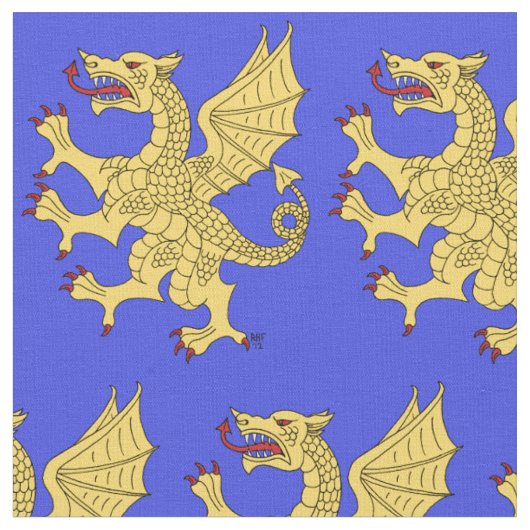 ドラゴンがはびこる ファブリック (クローズアップ)