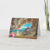 ドラゴンがイースターバニーのグリーティングカードに出会う シーズンカード (正面)