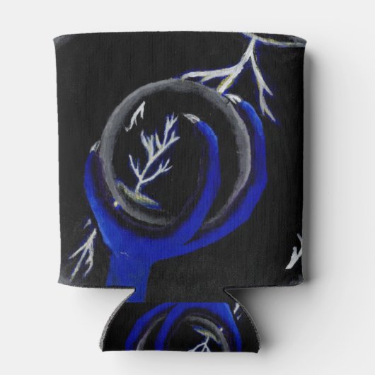 ドラゴンがクリスタルボールを保持して稲妻ストライキ 缶クーラー (裏面)