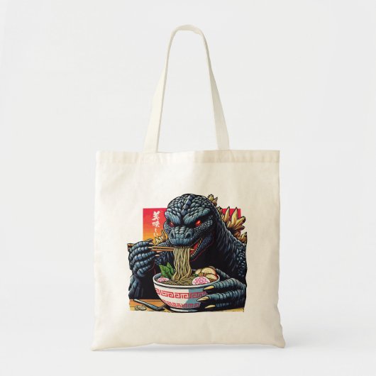ドラゴンがラーメンを食べる トートバッグ (正面)