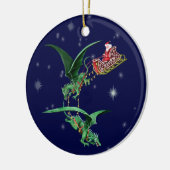 ドラゴンが付いているサンタのそり セラミックオーナメント (左)