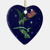 ドラゴンが付いているサンタのそり セラミックオーナメント (右)