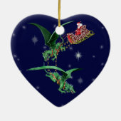 ドラゴンが付いているサンタのそり セラミックオーナメント (裏面)