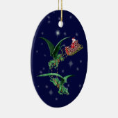 ドラゴンが付いているサンタのそり セラミックオーナメント (右)
