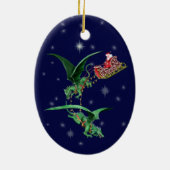 ドラゴンが付いているサンタのそり セラミックオーナメント (裏面)