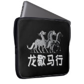 ドラゴンが休み、馬が躍進 | 旧正月 | ダーク ラップトップスリーブ (正面右)