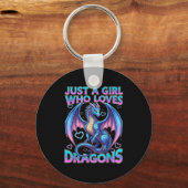 ドラゴンが大好きでかわいい女の子 キーホルダー (正面)