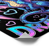 ドラゴンが大好きでかわいい女の子 ポスター (角)