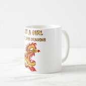ドラゴンが大好きな女の子かわいいドラゴンデザイン コーヒーマグカップ (正面右)