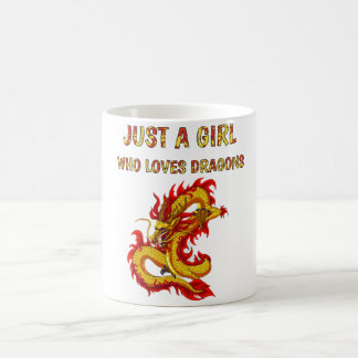 ドラゴンが大好きな女の子かわいいドラゴンデザイン コーヒーマグカップ