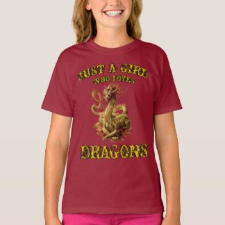 ドラゴンが大好きな女の子 Tシャツ