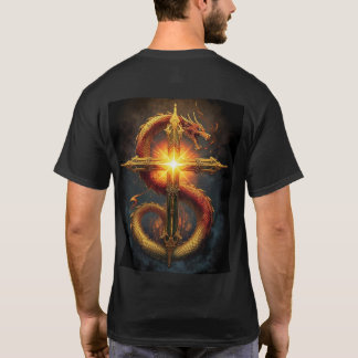 ドラゴンが巻き付いた力強いディテールデザイン Tシャツ