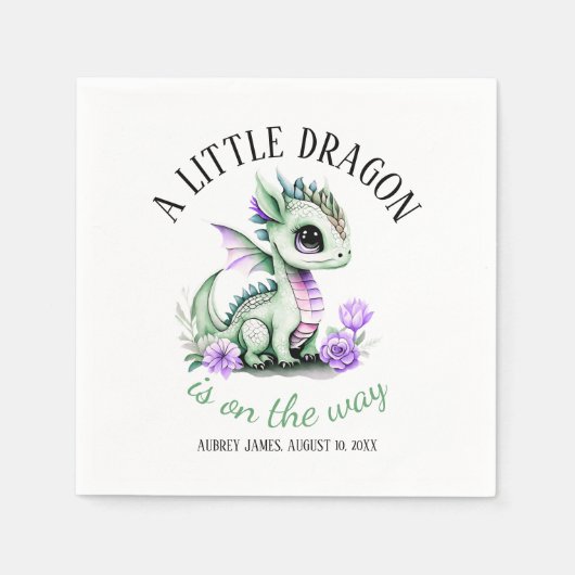 ドラゴンが産まれてくるよ!ベイビーシャワー スタンダードカクテルナプキン (正面)
