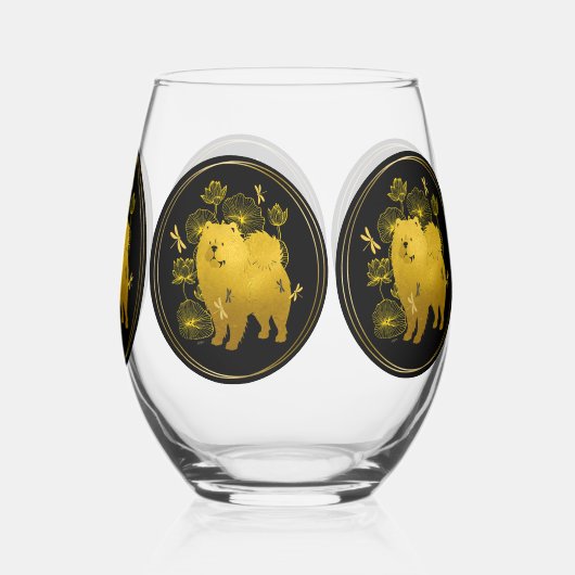 ドラゴンが飛ぶ時チャウは茎のないワイングラス ステムなしワイングラス (裏面)