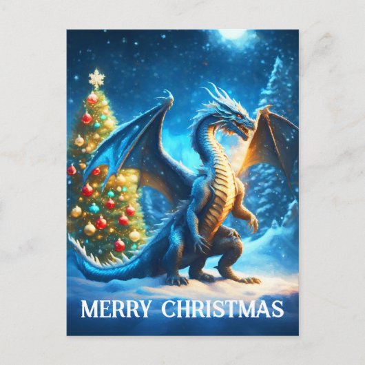 ドラゴンことわざメリークリスマス シーズンポストカード (正面)