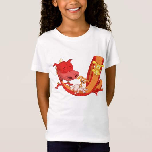 ドラゴンで滑るバニー Tシャツ (正面)