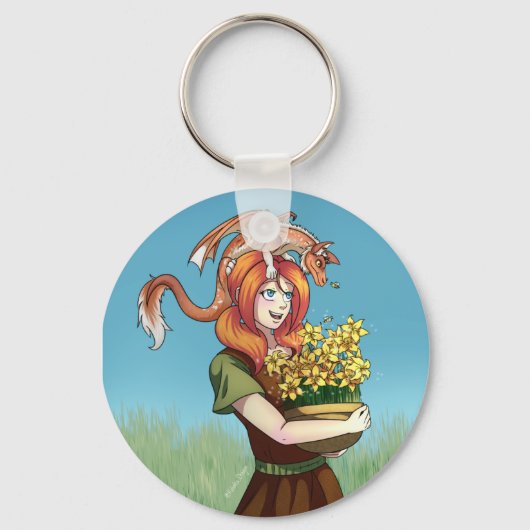 ドラゴンで花を集める キーホルダー (正面)