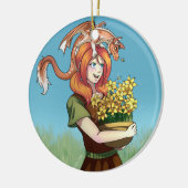 ドラゴンで花を集める セラミックオーナメント (左)