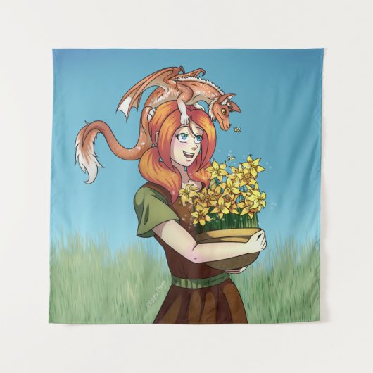 ドラゴンで花を集める タペストリー (正面)