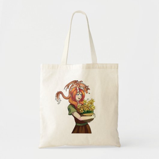 ドラゴンで花を集める トートバッグ (正面)