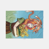ドラゴンで花を集める フリースブランケット (正面(横))