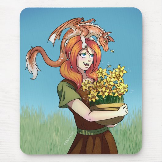 ドラゴンで花を集める マウスパッド (正面)