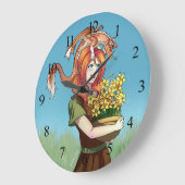 ドラゴンで花を集める ラージ壁時計 (傾斜)
