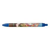 ドラゴンで花を集める 黒ボールペン (正面)