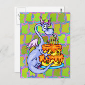 ドラゴンとお誕生日ケーキ ポストカード (正面/裏面)