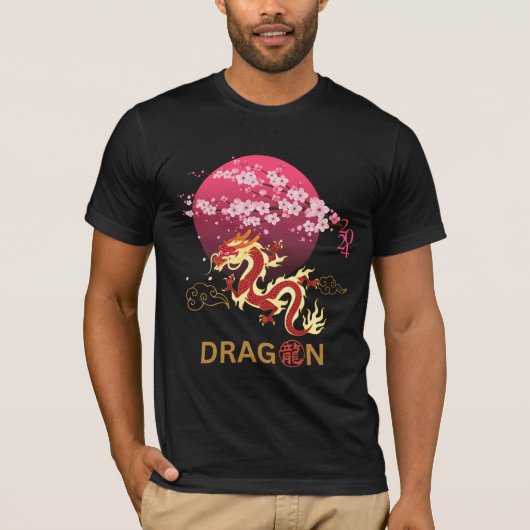 ドラゴンとさくらんぼの花 Tシャツ (正面)