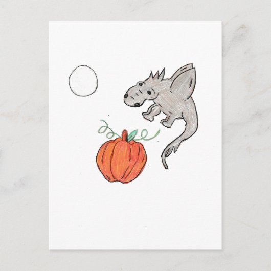 ドラゴンとオレンジカボチャ ポストカード (正面)