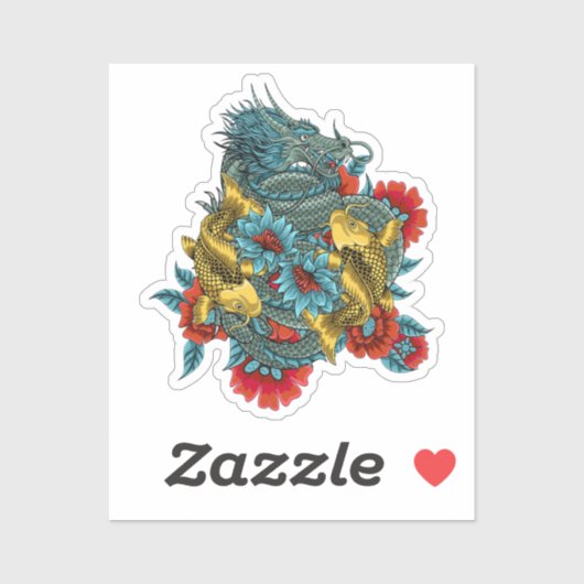 ドラゴンとコイ シール (シート)