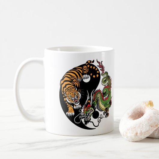 ドラゴンとタイガー陰陽 コーヒーマグカップ (ドーナツ)