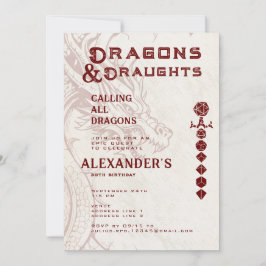 ドラゴンとドラフト エピック ケルトRPG ゲーマー 誕生日 招待状