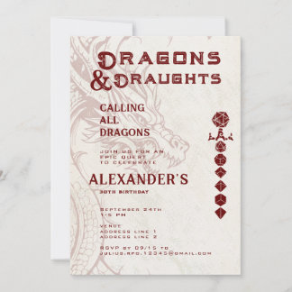 ドラゴンとドラフト エピック ケルトRPG ゲーマー 誕生日 招待状