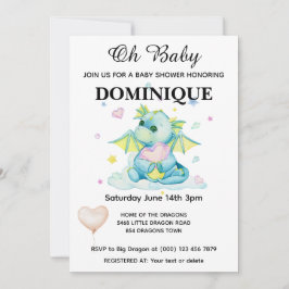 ドラゴンとハート – ベビーシャワー招待状 招待状