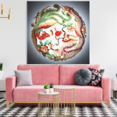 ドラゴンとフェニックスのステンシル キャンバスプリント (インサイチュ (リビング))