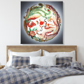 ドラゴンとフェニックスのステンシル キャンバスプリント (インサイチュ (寝室))