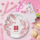 ドラゴンとフェニックスの衝突 |二重の幸せ ペーパープレート (パーティー)