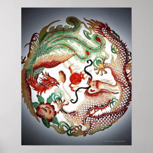 ドラゴンとフェニックスステンシル ポスター (正面)