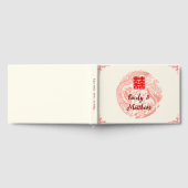 ドラゴンとフェニックス中国のベージュ結婚レッド ゲストブック (全面)