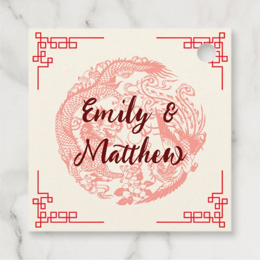 ドラゴンとフェニックス中国のレッド結婚ズ フェイバータグ (裏面)