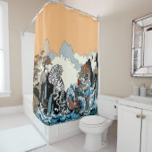 ドラゴンとホワイトタイガー。イラストレーションバイインシーマ シャワーカーテン (インサイチュ)
