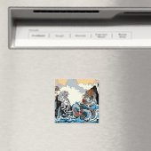 ドラゴンとホワイトタイガー。イラストレーションバイインシーマ マグネット (インサイチュ (食洗機))