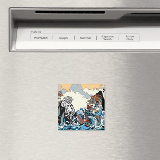 ドラゴンとホワイトタイガー。イラストレーションバイインシーマ マグネット (インサイチュ (食洗機))