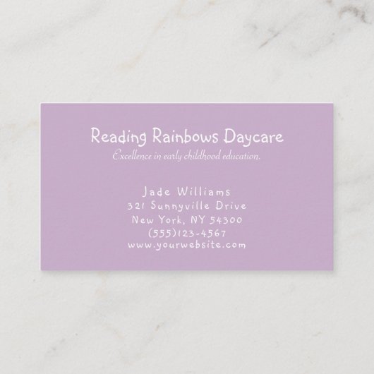 ドラゴンとユニコーンが虹の保育園の下 名刺 (裏面)