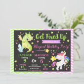 ドラゴンとユニコーンの共同誕生日招待状 招待状 (スタンド正面)